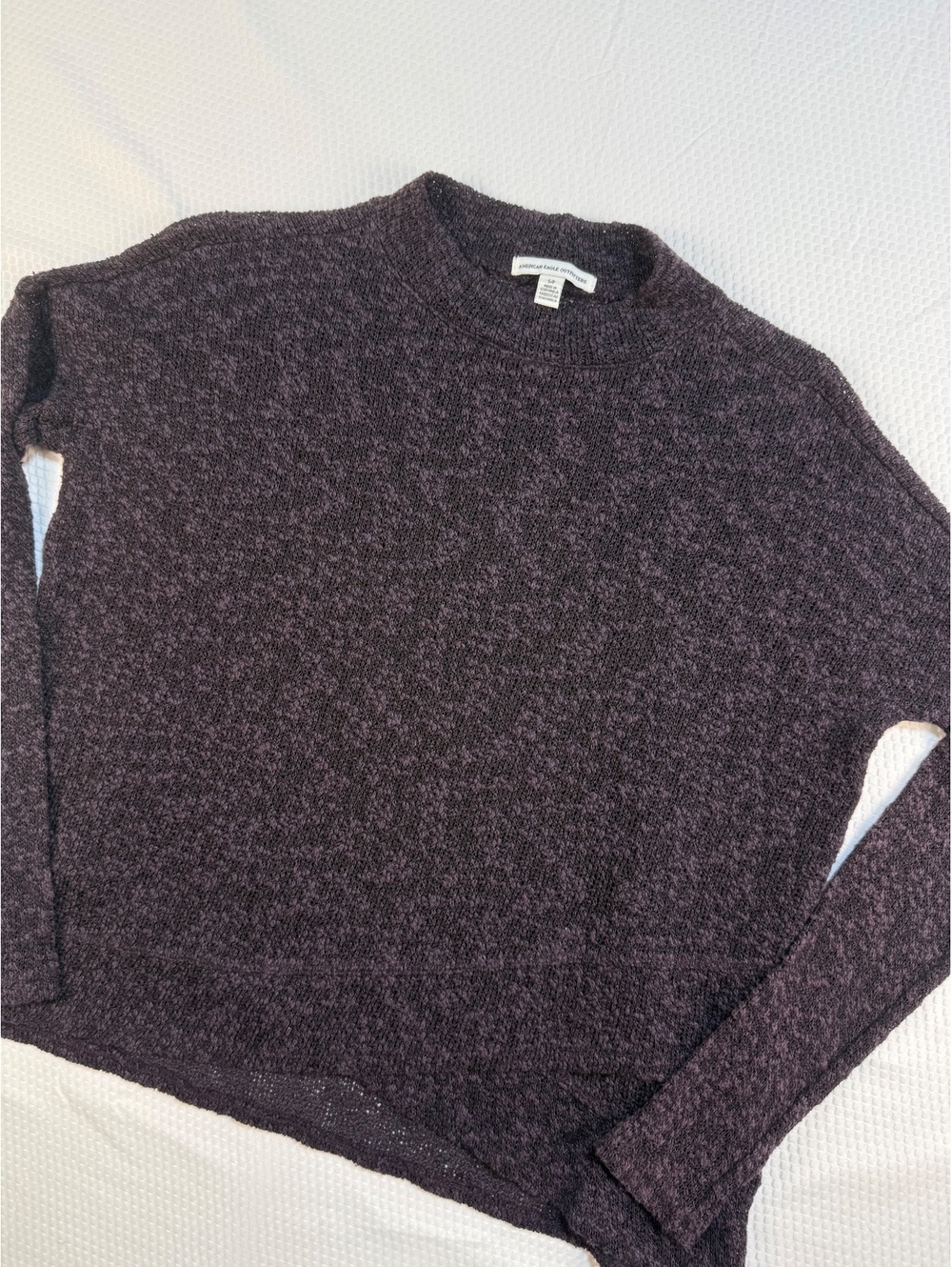 American Eagle Womens Small Purple Marled Sweater Crossover Hem Relaxed Boho